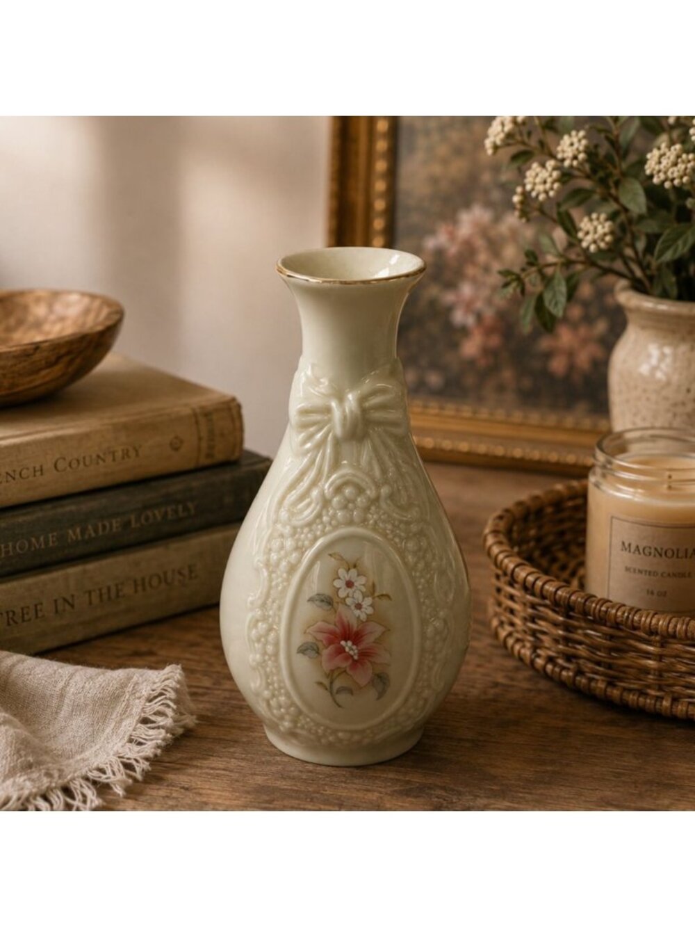 Vintage The Cameo Ribbon Fine Porcelain Vase from the Royal Heritage Collection